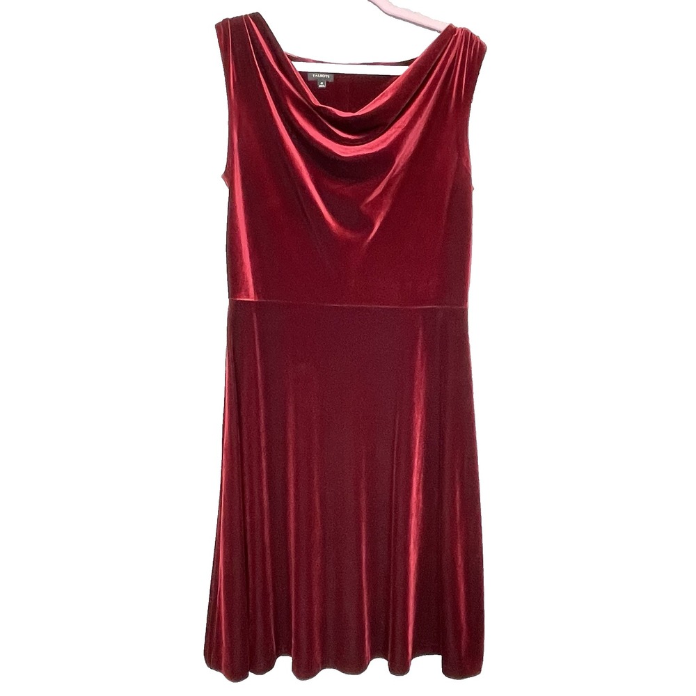 Talbots  Women's Size M Red Velvet Cowl‎ Neck Sleeveless Pullover Midi Dress